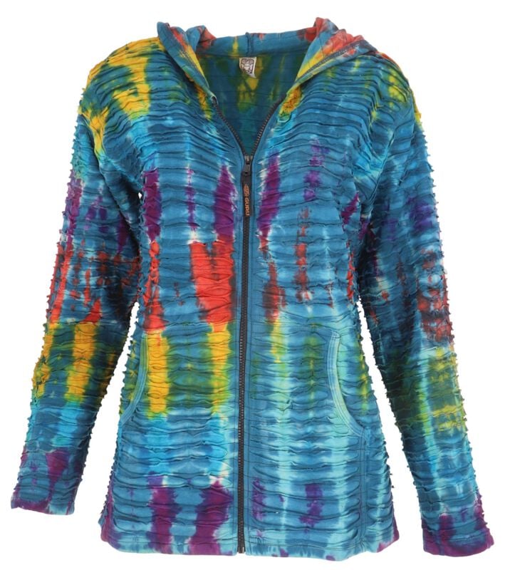Veste mi-saison  de Guru-Shop - Bunte Batikjacke Jacke, Boho Unikat Hippie - S à XL - pour Femme - multicolore - Guru-Shop