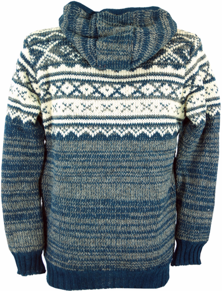 Manteau d'hiver  de Guru-Shop - Gefütterte Unisex Nepal Wolljacke Norwegermuster 22 - M à XXL - pour Homme - bleu - Guru-Shop - View 2