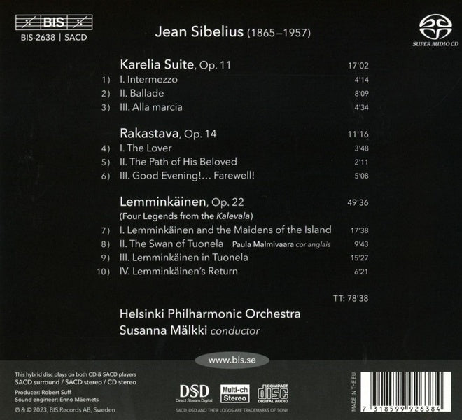 Karelia Suite / Rakastava / Lemminkäinen - Front Cover