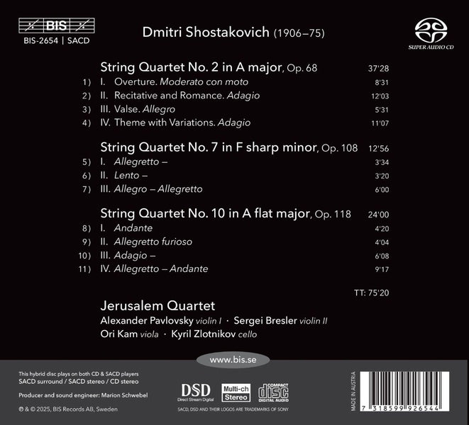 String Quartets Numéros 2,7 & 10 - Front Cover