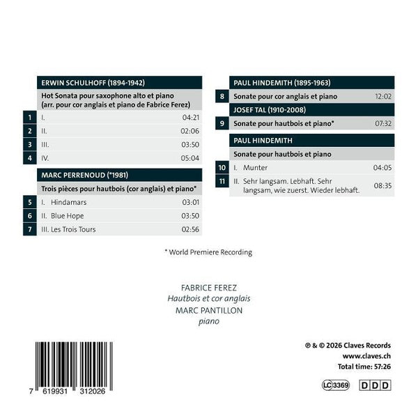 Hindmars / Œuvres pour hautbois, cor anglais et piano - Front Cover
