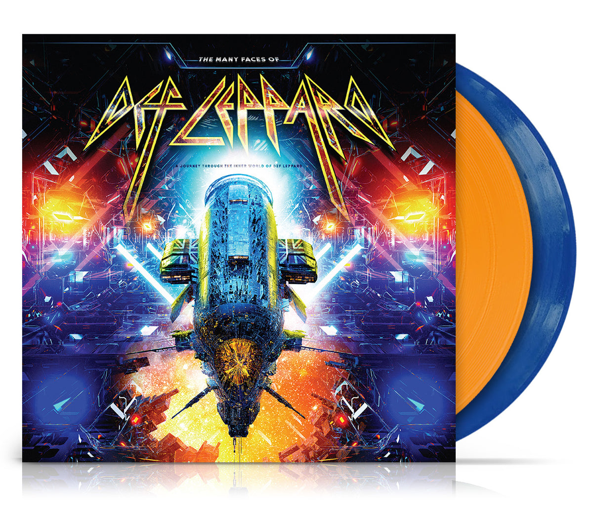 MANY FACES OF DEF LEPPARD/TRANSPARENT ORANGE/BLUE MARBLED VINYL - Front Cover