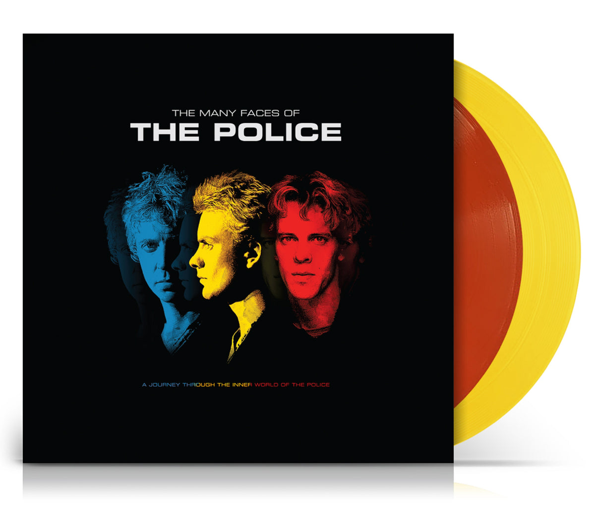 MANY FACES OF THE POLICE/VINYLE JAUNR ET ROUGE TRANSPARENT AUDIOPHILE 180GR - Front Cover