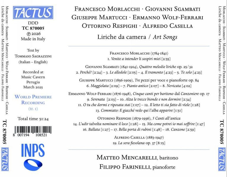 Mélodies de chambre romantiques de compositeurs italiens - Front Cover