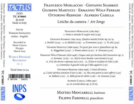 Mélodies de chambre romantiques de compositeurs italiens - Front Cover