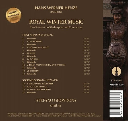 Royal Winter Music / Sonates d'après Shakespeare - Front Cover