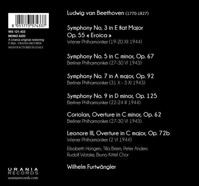 Symphonies Numéro 3, 5, 7 et 9 / Ouvertures - Front Cover