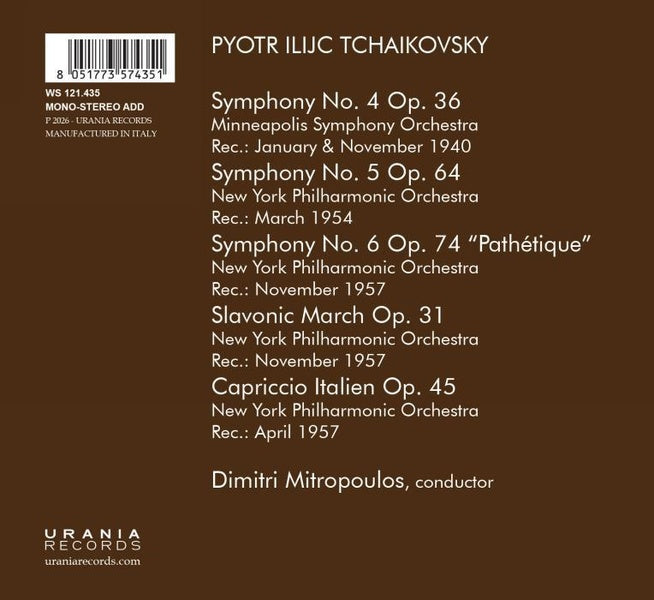 Symphonies Numéros 4, 5, 6 : Marche slave : Capriccio italien - Front Cover