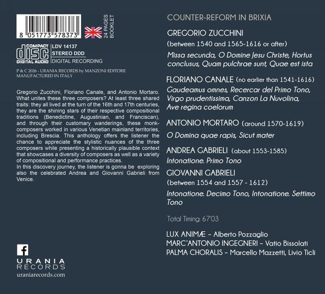 La Contre-Réforme à Brescia / Œuvres sacrées pour voix seules, chœur et orgue - Front Cover