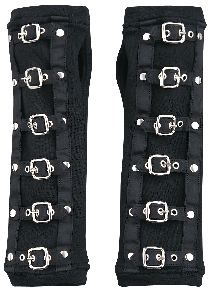 Mitaines montantes Gothic de Poizen Industries - Mitaines Buckle Cuffs - pour Femme - noir - Poizen Industries