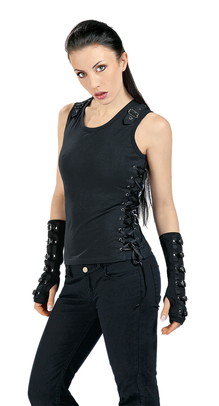 Mitaines montantes Gothic de Poizen Industries - Mitaines Buckle Cuffs - pour Femme - noir - Poizen Industries - View 2