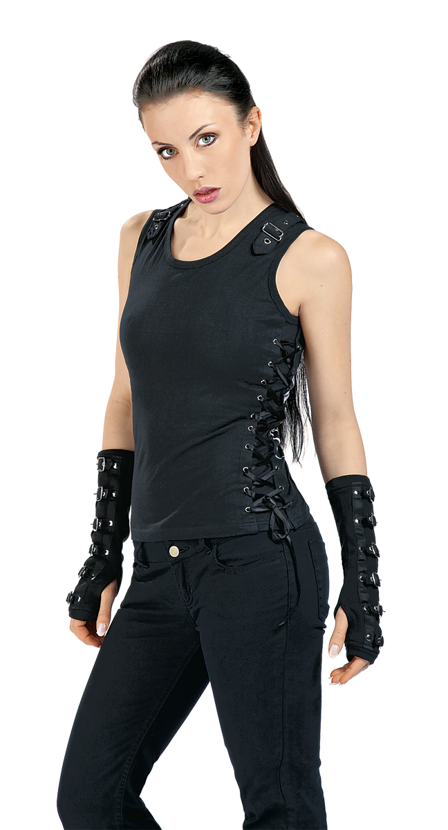 Mitaines montantes Gothic de Poizen Industries - Mitaines Buckle Cuffs - pour Femme - noir - Poizen Industries - View 2