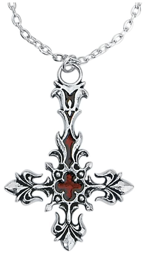 Collier Gothic de Alchemy Gothic - St. Lucifer's - Croix Rouge Sang - pour Unisexe - couleur argent - Alchemy Gothic