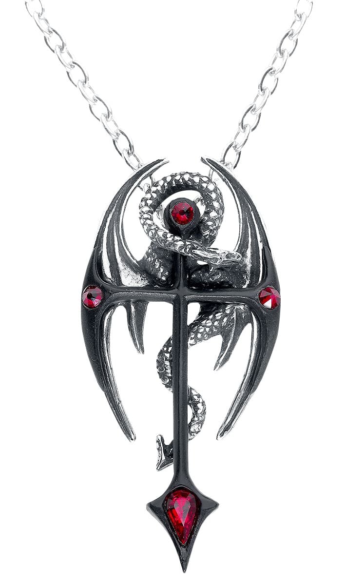 Collier Gothic de Alchemy Gothic - Croix & Dragon - pour Unisexe - noir/argent - Alchemy Gothic