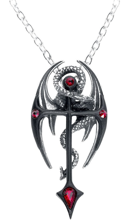 Collier Gothic de Alchemy Gothic - Croix & Dragon - pour Unisexe - noir/argent - Alchemy Gothic