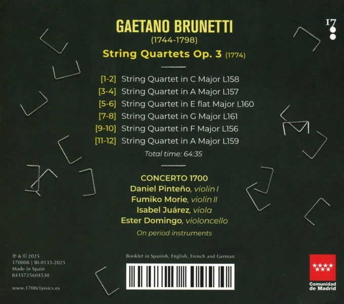 String Quartets, Opus 3 / 1774 - Front Cover