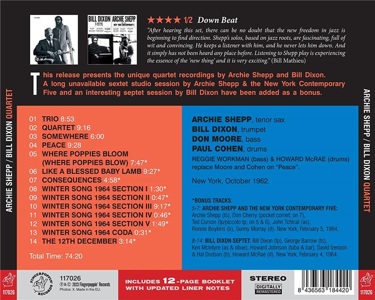 Archie Shepp & Bill Dixon Quartet - Front Cover
