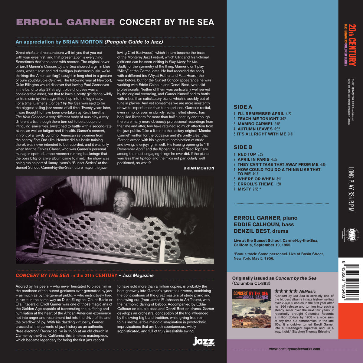 CONCERT BY THE SEA (COLORED VINYL) - Back Cover