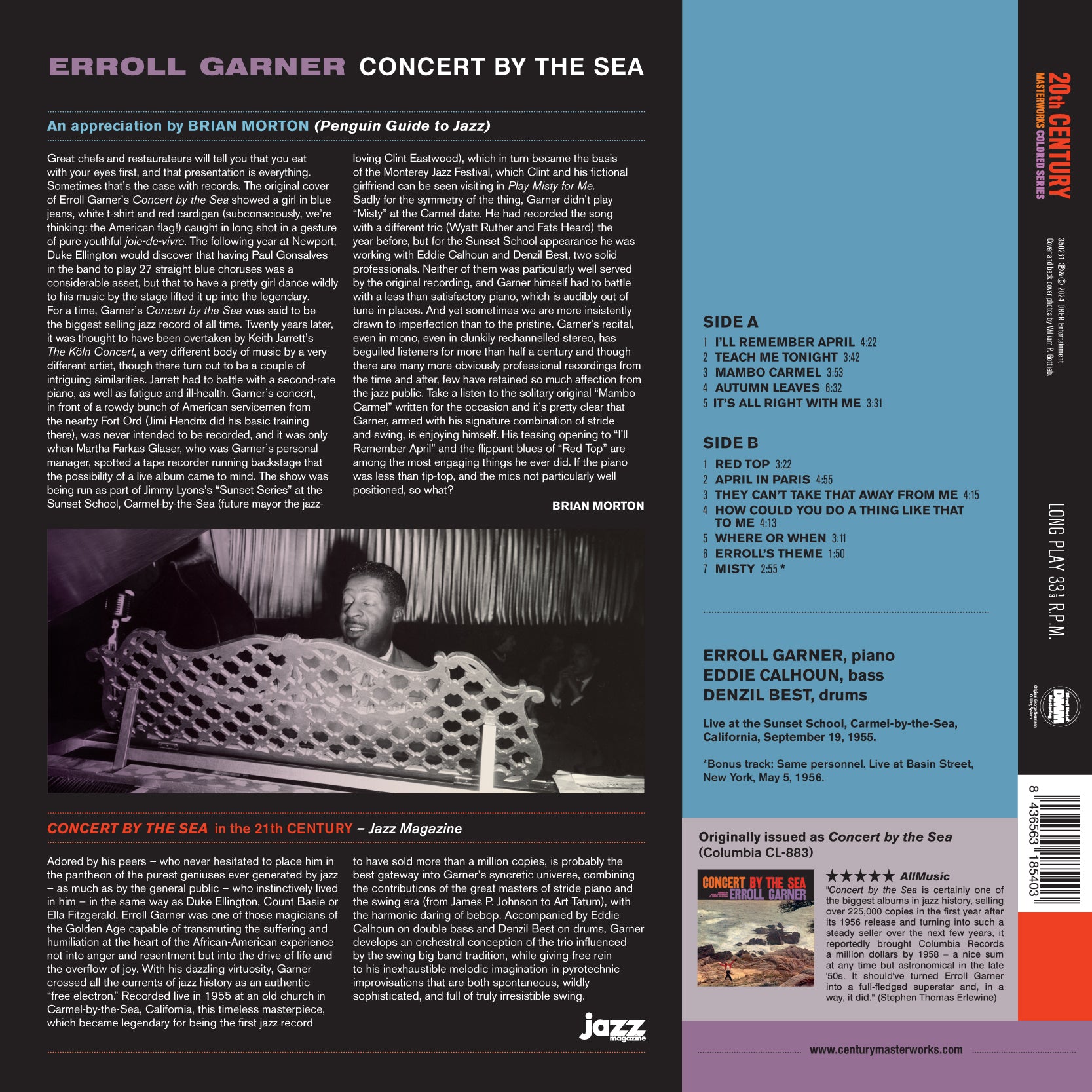 CONCERT BY THE SEA (COLORED VINYL) - Back Cover