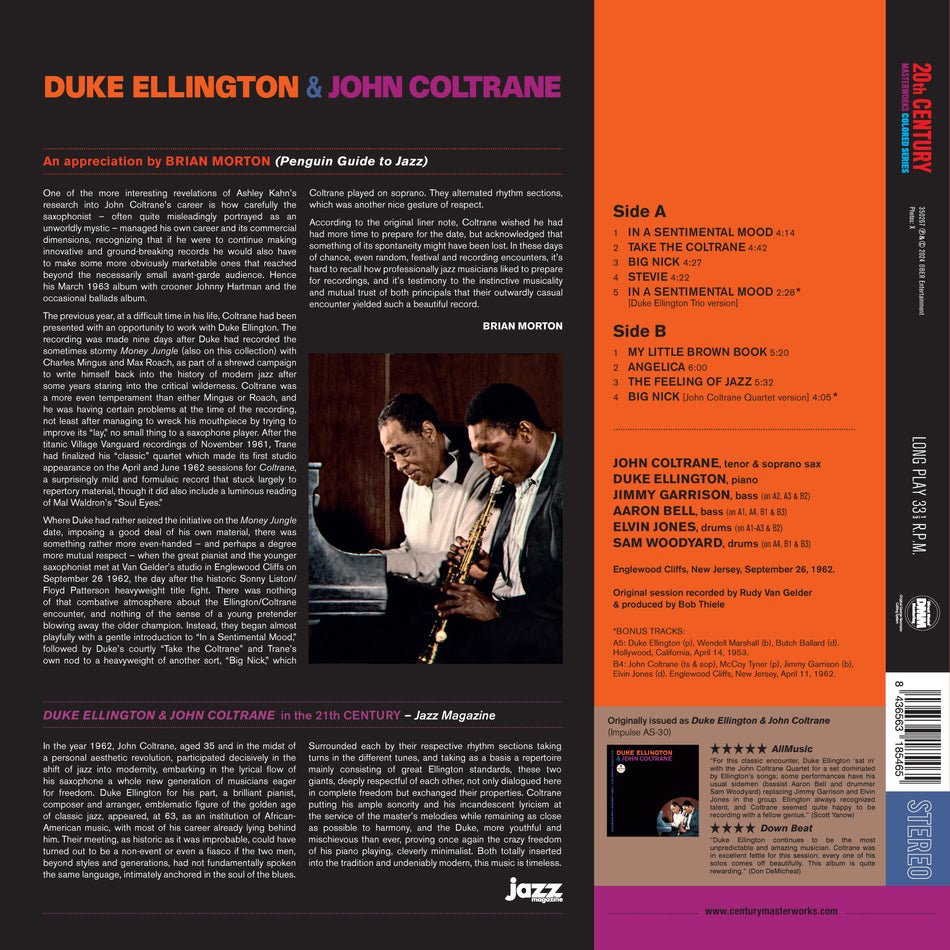 & JOHN COLTRANE (COLORED VINYL) - Back Cover