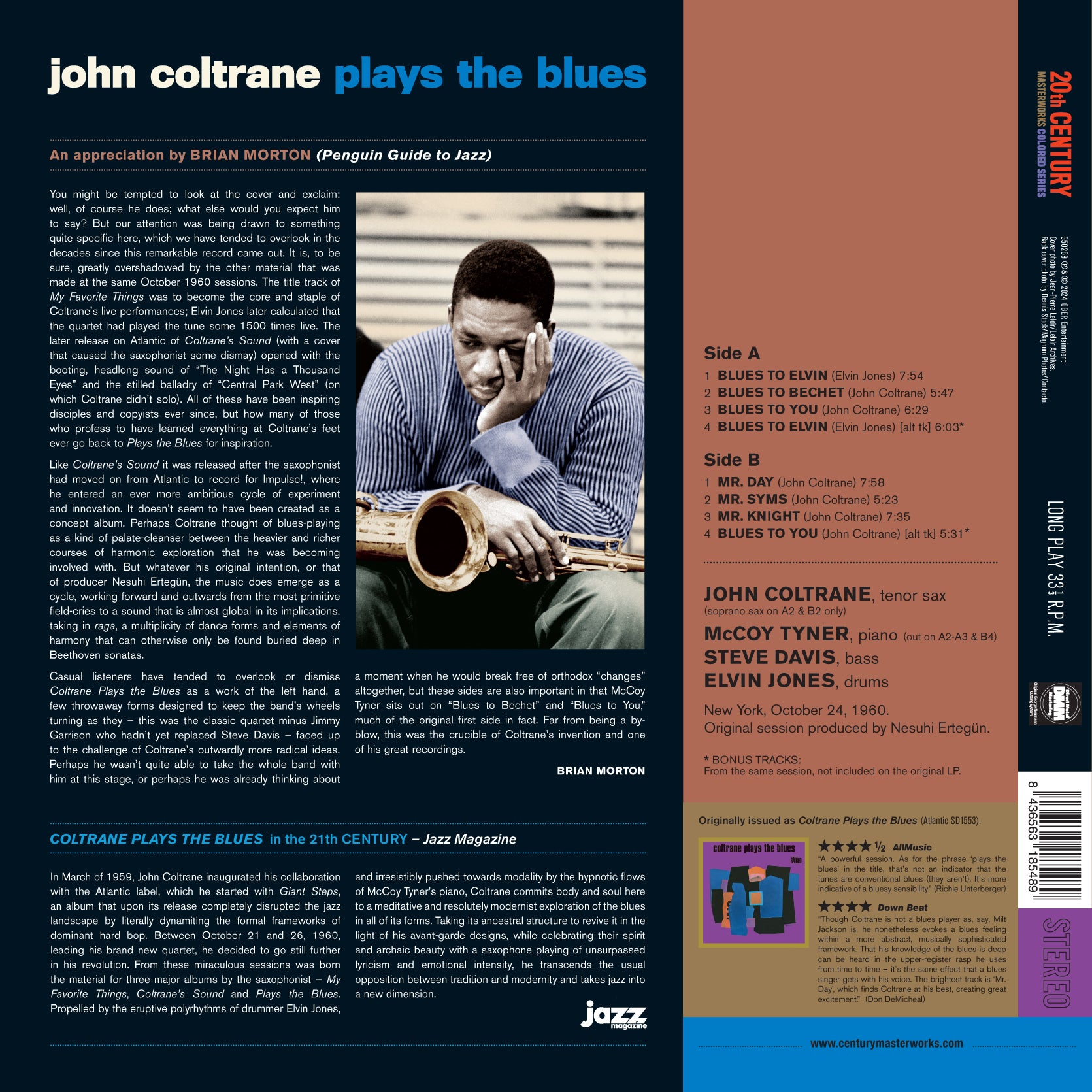 PLAYS THE BLUES (COLORED VINYL) - Back Cover