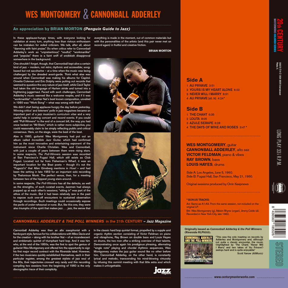 WES MONTGOMERY & CANNONBALL ADDERLEY - THE POLL WINNERS - Back Cover