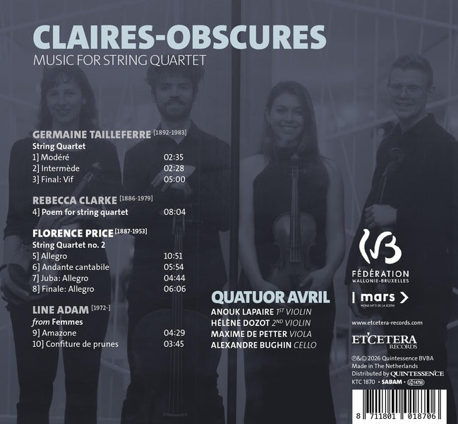 Claires Obscures / Music For String Quartet - Front Cover