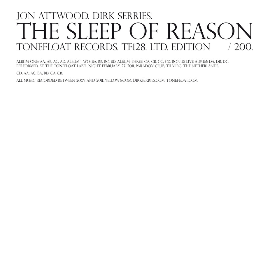 SLEEP OF REASON -LP+CD- - Front Cover