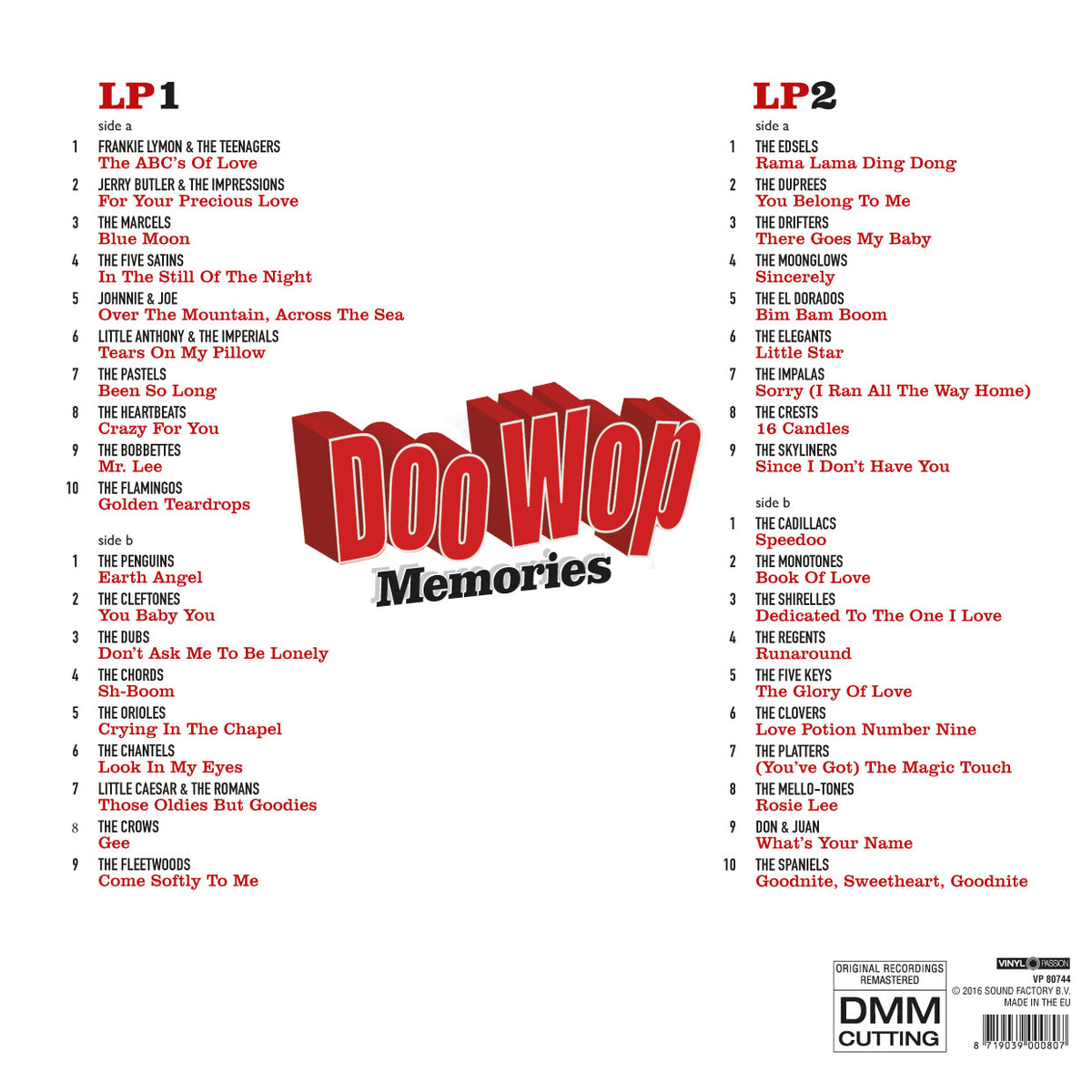 DOO WOP MEMORIES - Back Cover