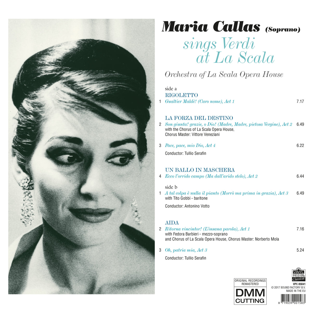 SINGS VERDI AT LA SCALA - Back Cover