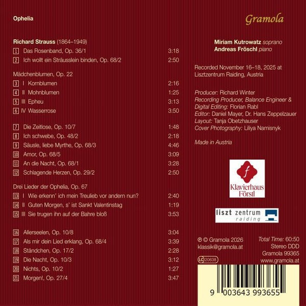 Ophelia / Lieder - Front Cover