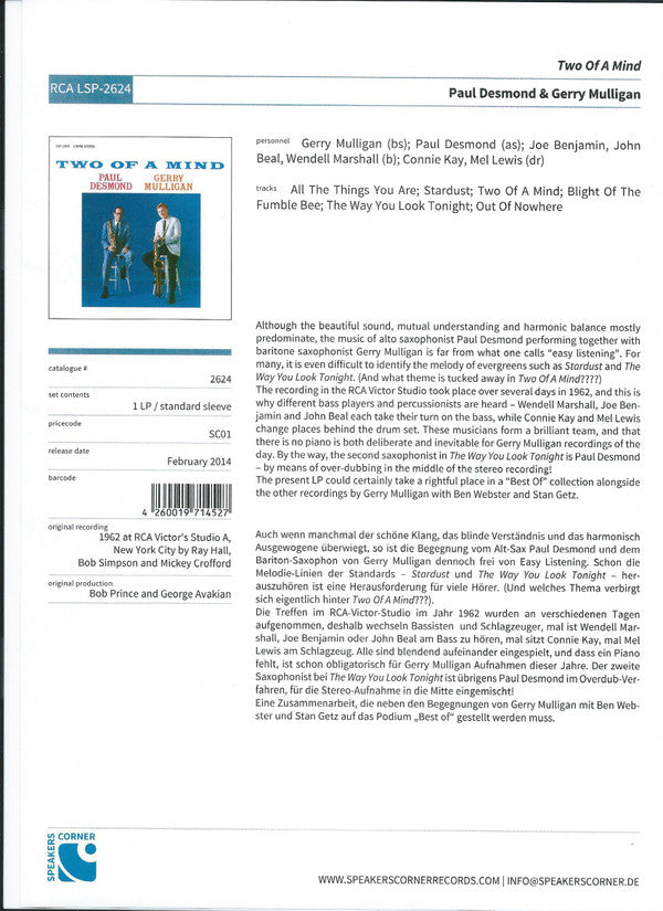 Two of a mind - Front Cover