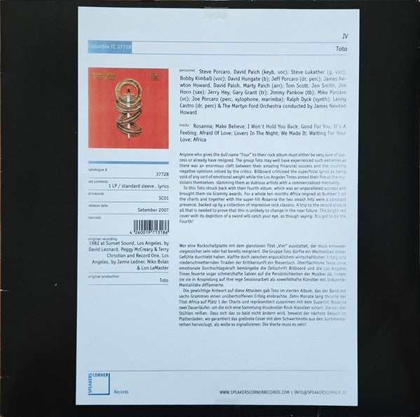 Toto 4 - Front Cover